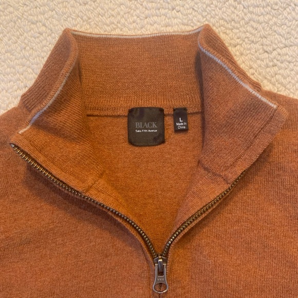 Burnt Orange “Black Label” Saks Fifth Quarter Zip Pullover with Stand Up Collar - Picture 2 of 3